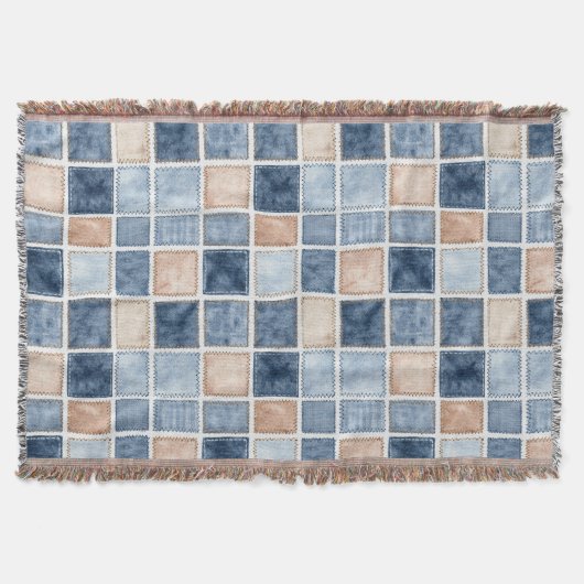 Couverture Jean bleu en denim faux crème (Devant)