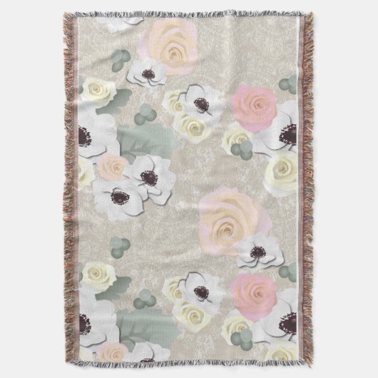 Couverture Jet floral d'anémone rose minable rustique (devant Vertical)