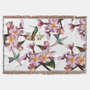 Couverture Jet floral de Plumeria de faune d'oiseau de