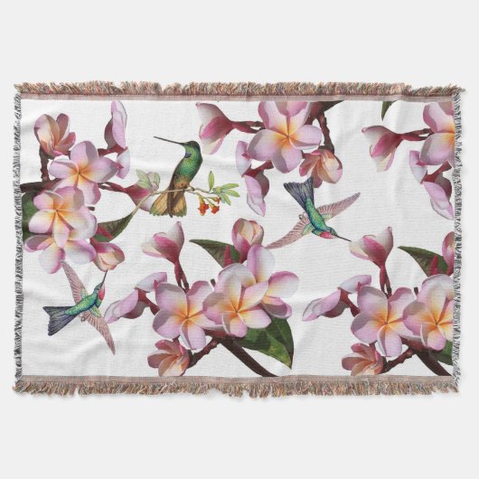 Couverture Jet floral de Plumeria de faune d'oiseau de (Devant)