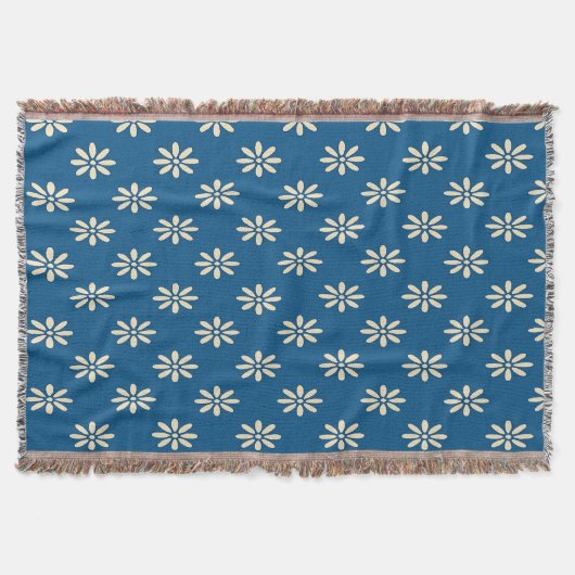 Couverture jeté à motif marguerite bleue (Devant)