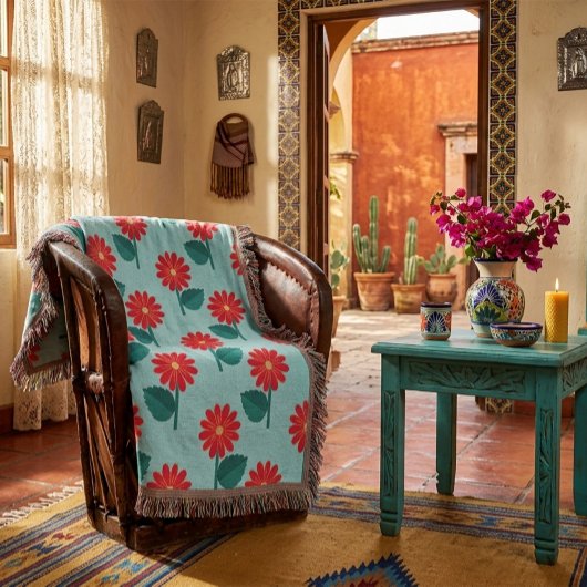 Couverture jeté florale boho lumineuse avec des ma