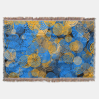 Couverture jetée à cercles concentriques bleus et
