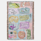 Couverture jetée à doodle fleuri fantaisiste aquar (devant Vertical)