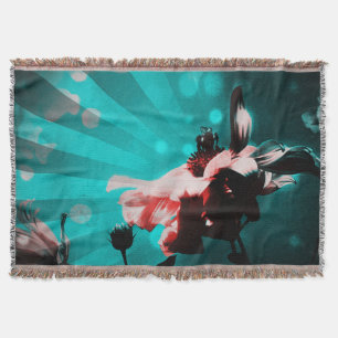 Couverture jetée Aqua N Pink Sunflower Rays