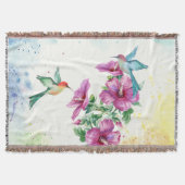 Couverture jetée aquarelle Deux Colibris (Devant)