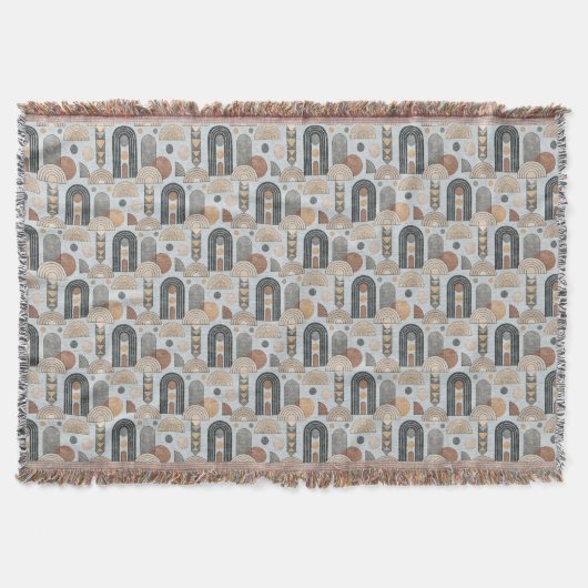 Couverture jetée en arches moderne boho bleu brume (Devant)