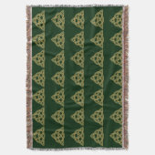 Couverture jetée en trame verte Trinity Knot (devant Vertical)