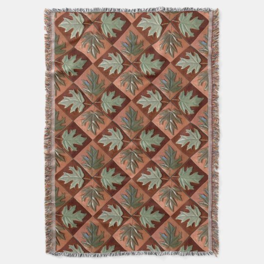 Couverture Jetée frangée avec feuilles d'érable (devant Vertical)