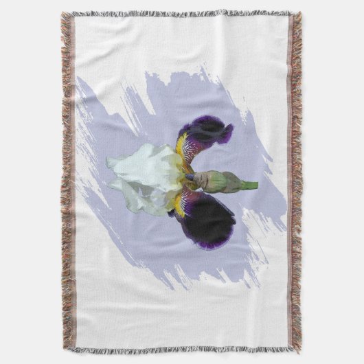 Couverture jetée Iris violet et blanc (devant Vertical)