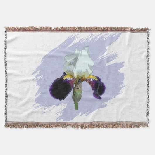 Couverture jetée Iris violet et blanc (Devant)