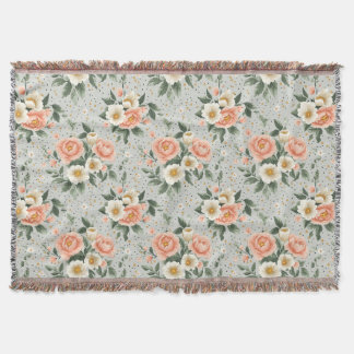 Couverture jetée tissé de rose Cottagecore vintage