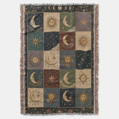 Couverture jetée tissé patchwork Soleil et Lune (devant Vertical)