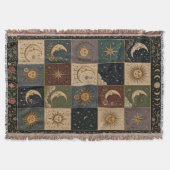 Couverture jetée tissé patchwork Soleil et Lune (Devant)
