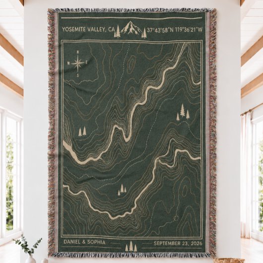 Couverture jetée tissée avec carte topographique p