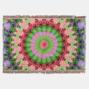 Couverture Jeter Blanket Mandala ronde motif kaléidoscope