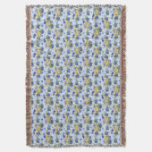 Couverture Jeter Oiseau Whimsical & Blueberries Bleu Jaune (devant Vertical)
