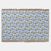 Couverture Jeter Oiseau Whimsical & Blueberries Bleu Jaune (Devant)