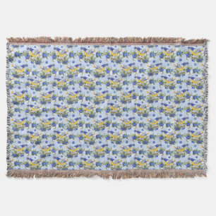 Couverture Jeter Oiseau Whimsical & Blueberries Bleu Jaune