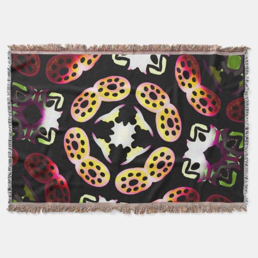 Couverture Jimette Design a franges de rose orange (Devant)