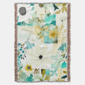 Couverture Joli Art folklorique Fleurs blanches et turquoise (devant Vertical)