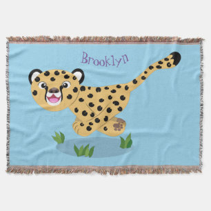 Couverture Joli bébé guépard en cours de dessin animé illustr