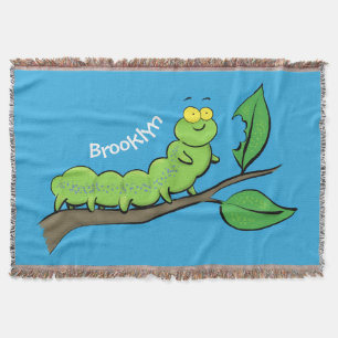 Couverture Joli dessin animé de chenille verte mignonne