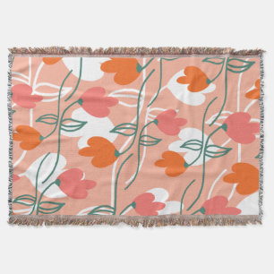 Couverture Joli Motif Botanique Orange à main de fleurs