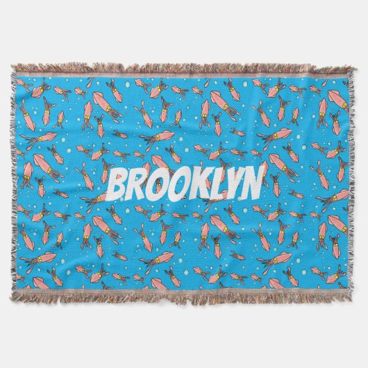 Couverture Joli motif caricature de calmar rose (Devant)