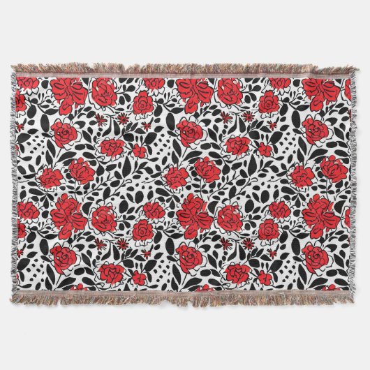 Couverture Joli motif floral en rouge, noir et blanc (Devant)