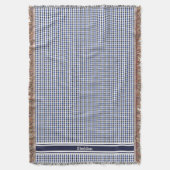 Couverture joli motif gingham bleu noir prépa monogramme (devant Vertical)