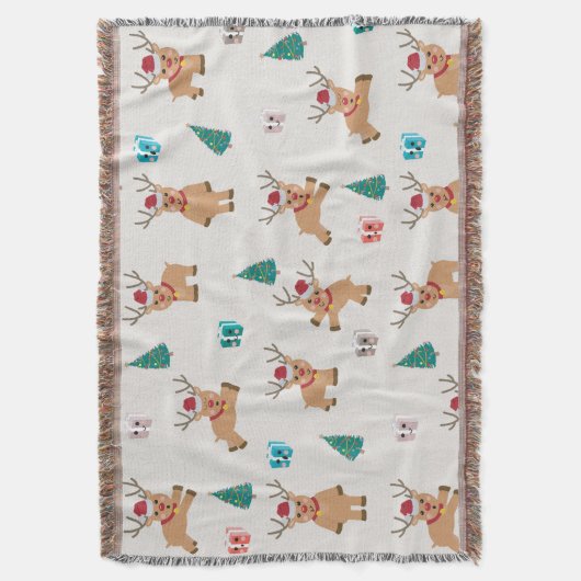 Couverture Joli Noël Cerf Noël Cadeaux et Motif d'arbre (devant Vertical)