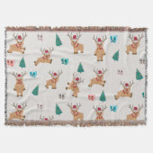 Couverture Joli Noël Cerf Noël Cadeaux et Motif d'arbre (Devant)