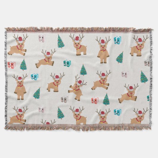 Couverture Joli Noël Cerf Noël Cadeaux et Motif d'arbre (Devant)