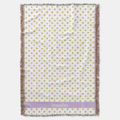 Couverture Joli or et blanc motif pois monogramme (devant Vertical)
