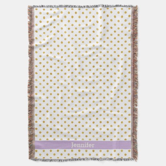Couverture Joli or et blanc motif pois monogramme (devant Vertical)