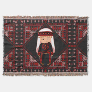 Couverture jolie fille palestinienne Broderie rouge tatreez