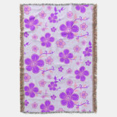 Couverture Jolie impression florale violette et rose sur fond (devant Vertical)
