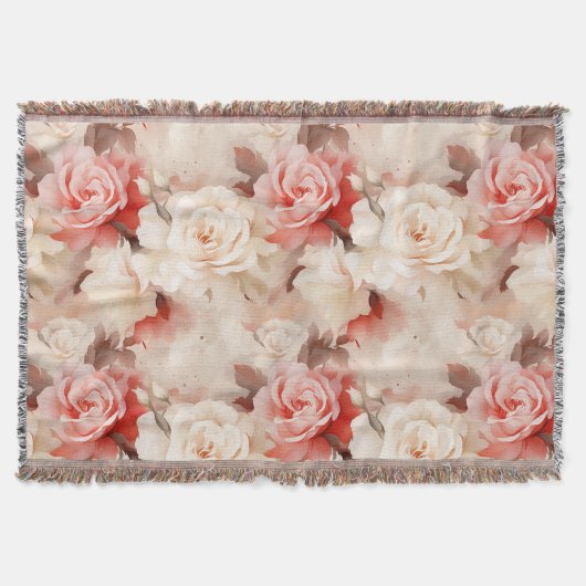 Couverture Jolie rose florale crème blush rose tendre (Devant)