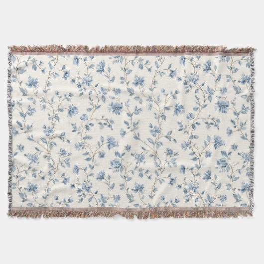 Couverture Jolies Fleurs Crème Bleue (Devant)