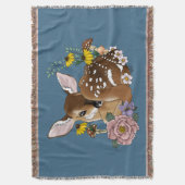 Couverture Jolies Fleurs Sauvages Faon Bleu Bébé Cerf Forêt (devant Vertical)
