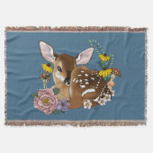 Couverture Jolies Fleurs Sauvages Faon Bleu Bébé Cerf Forêt (Devant)