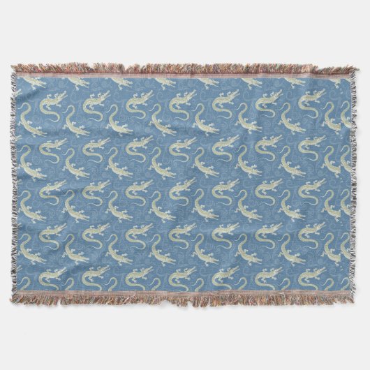 Couverture Jouer Alligator Vert Paisley sur Bleu (Devant)