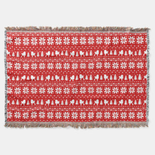 Couverture Jouet Poodle Chien Silhouettes Noël Fête Rouge