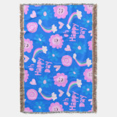 Couverture jour heureux | arc-en-ciel fleurs rose bleu (devant Vertical)