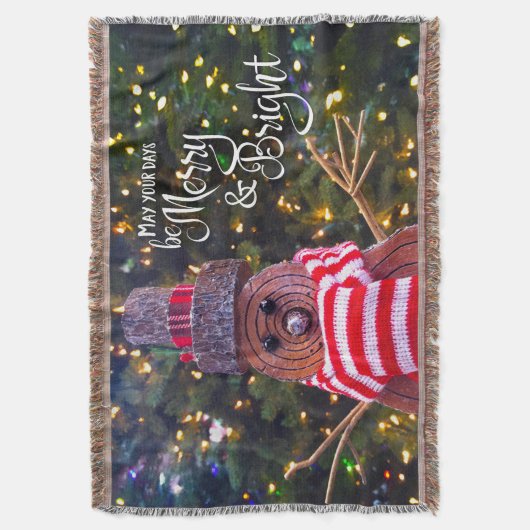Couverture Jours Soyez Joyeux Brûlant Rustique Snowman Arbre  (devant Vertical)