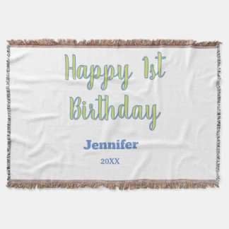 Couverture Joyeux 1er anniversaire enfants bébé vert bleu pas