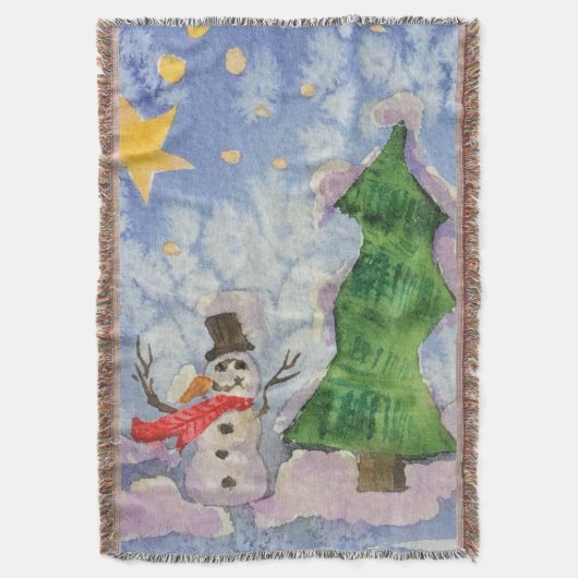 Couverture Joyeux Arbre De Noël Et Aquarelle De Snowman Froid (devant Vertical)