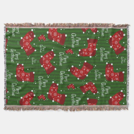 Couverture Joyeux Motif Noël Rouge Blanc Et Vert (Devant)