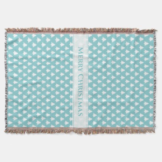 Couverture Joyeux Noël Aqua/White Iconic Tree Motif (Devant)